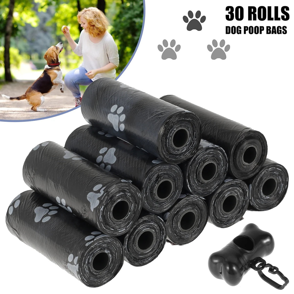 30Roll Dog Poop Bags Disposable Pet Waste Bags Dog Waste Bags Design Pet Poop Clean Pick Up Bone Bag Dispenser Tools