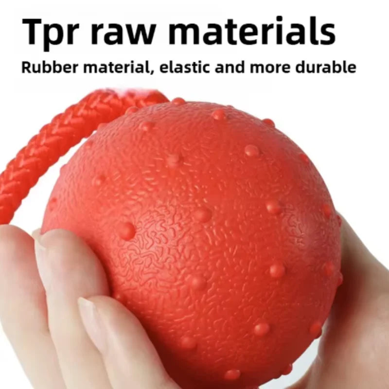 Indestructible Dog Ball Pet Training Dog Toy Puppy Tug Balls Toys Pet Chew Toys Solid Rubber Balls with Rope Pet Toy
