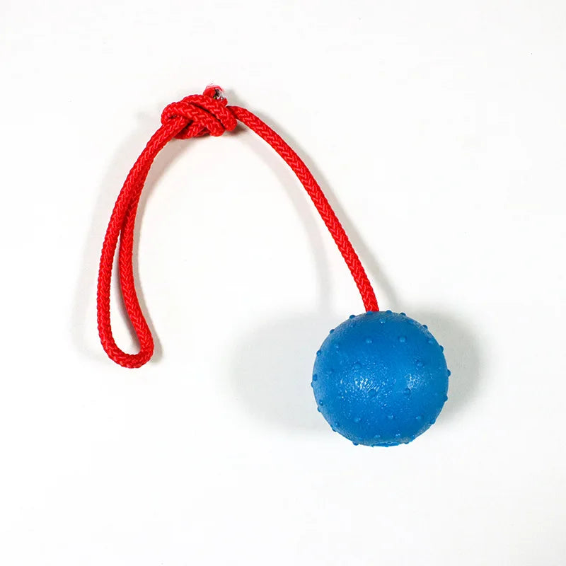 Indestructible Dog Ball Pet Training Dog Toy Puppy Tug Balls Toys Pet Chew Toys Solid Rubber Balls with Rope Pet Toy