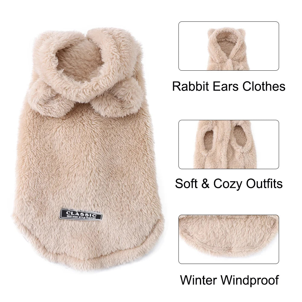 Dog Clothes For Small Medium Dogs Cats Autumn Winter Warm Dog Hooded Clothing Soft Kitten Vest Coat Yorkshire Jacket Pet Outfits