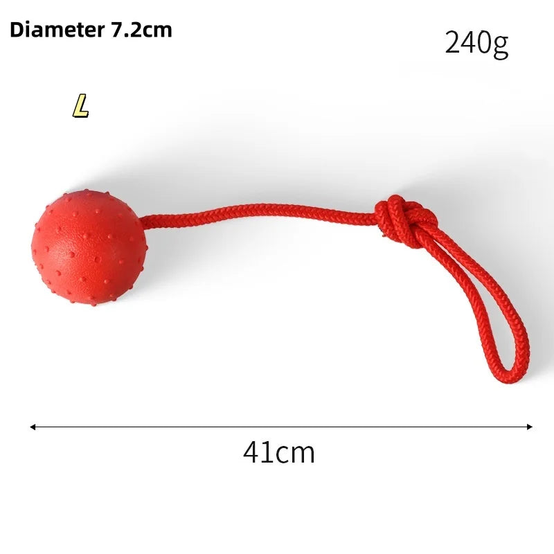 Indestructible Dog Ball Pet Training Dog Toy Puppy Tug Balls Toys Pet Chew Toys Solid Rubber Balls with Rope Pet Toy