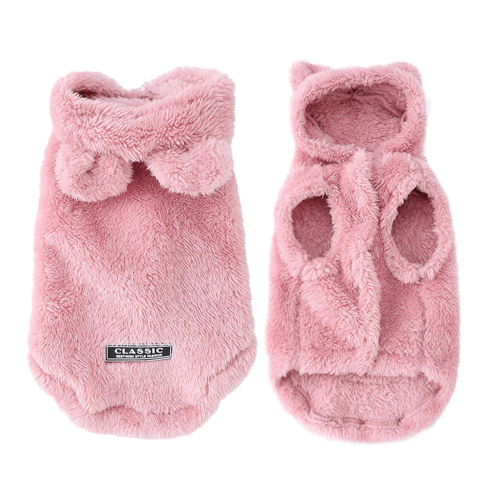 Dog Clothes For Small Medium Dogs Cats Autumn Winter Warm Dog Hooded Clothing Soft Kitten Vest Coat Yorkshire Jacket Pet Outfits