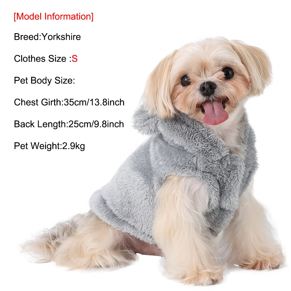 Dog Clothes For Small Medium Dogs Cats Autumn Winter Warm Dog Hooded Clothing Soft Kitten Vest Coat Yorkshire Jacket Pet Outfits